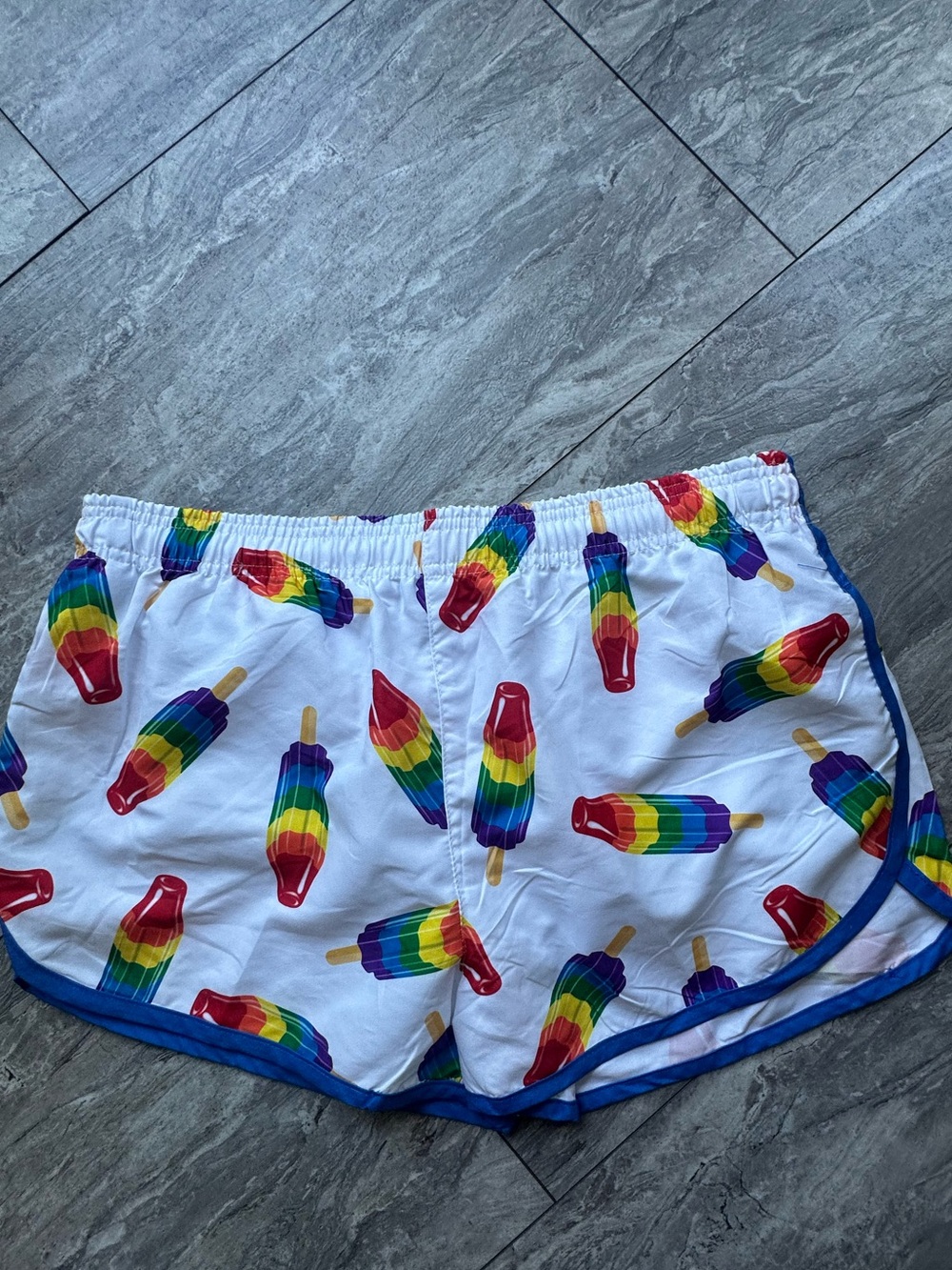 Pride, “Bomb pop” lined, running shorts, L NWT.